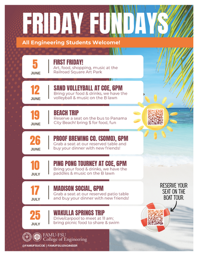 Summer REU Friday Funday schedule of events