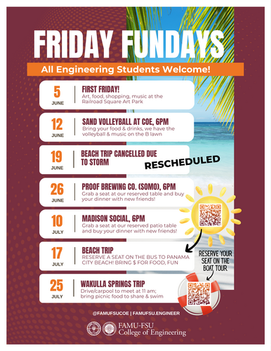 Updated Schedule for Summer REU Friday Fundays Schedule of Events