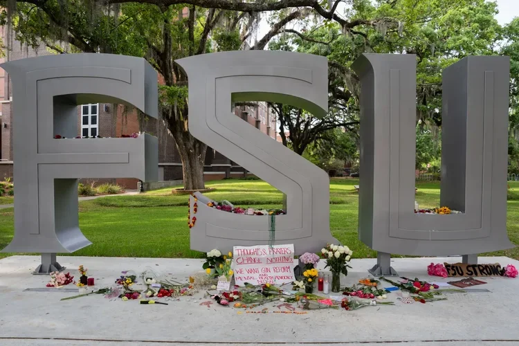 photo of FSU statue with flowers