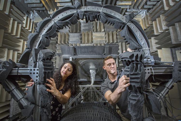 photo of two students working inside soundproof room at hotjet facility fcaap