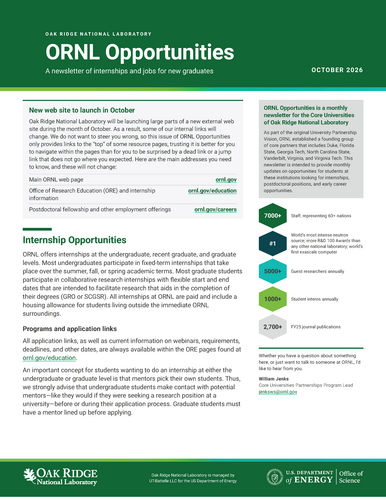 ORNL October 2026 Newsletter graphic