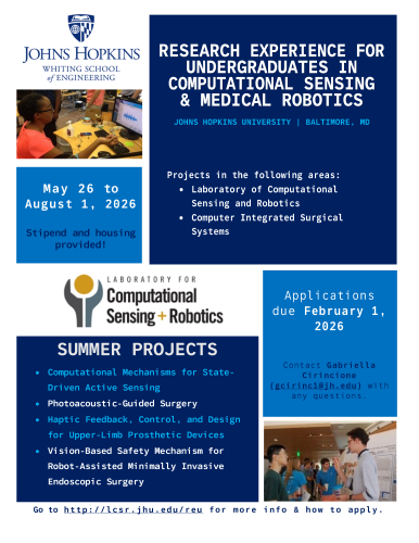 REU John Hopkins program flyer