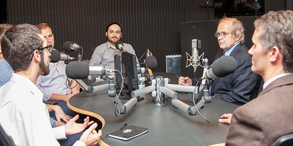 Tom Derzypolski, Shayne McConomy and group of 5 students