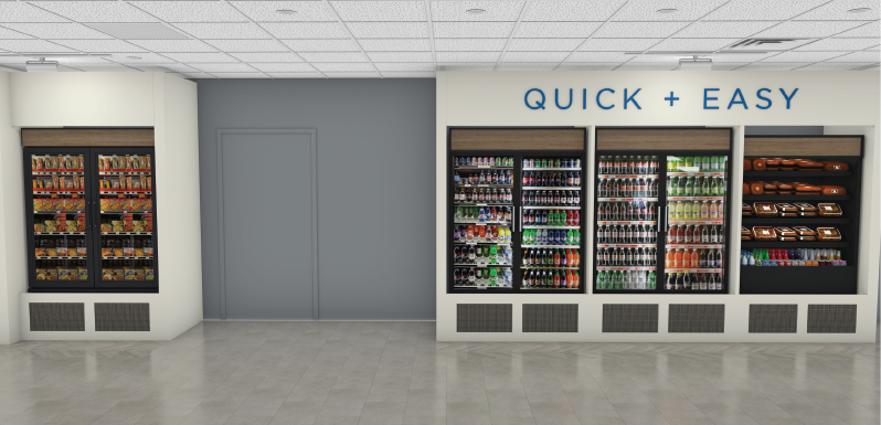 artist rendering of interior or coe cafe at famu-fsu engineering with cold food options