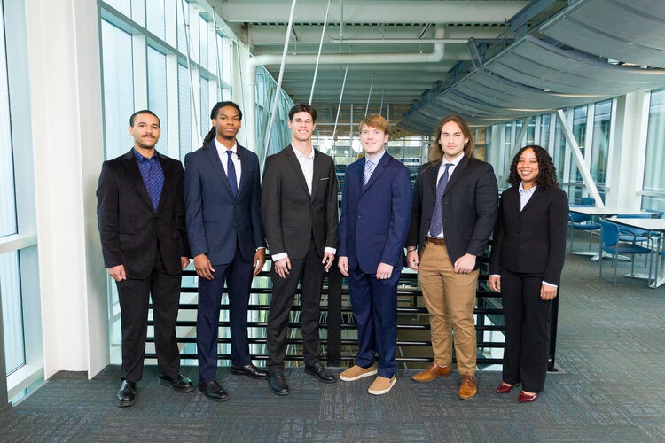 Members of Team 307 left to right: Korrigan Amadi, Christopher Balthazar, Ty Chiasson, Christian J Hurdis, Dylan Joerder, Raquel Marriott