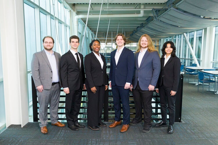 Members of Team 309 left to right: Michael Carter, Zachary Gearhart-Robboy, Taylor Gooden, Patrick Laciuga, Calvin Reinert, Jadalynn Truong