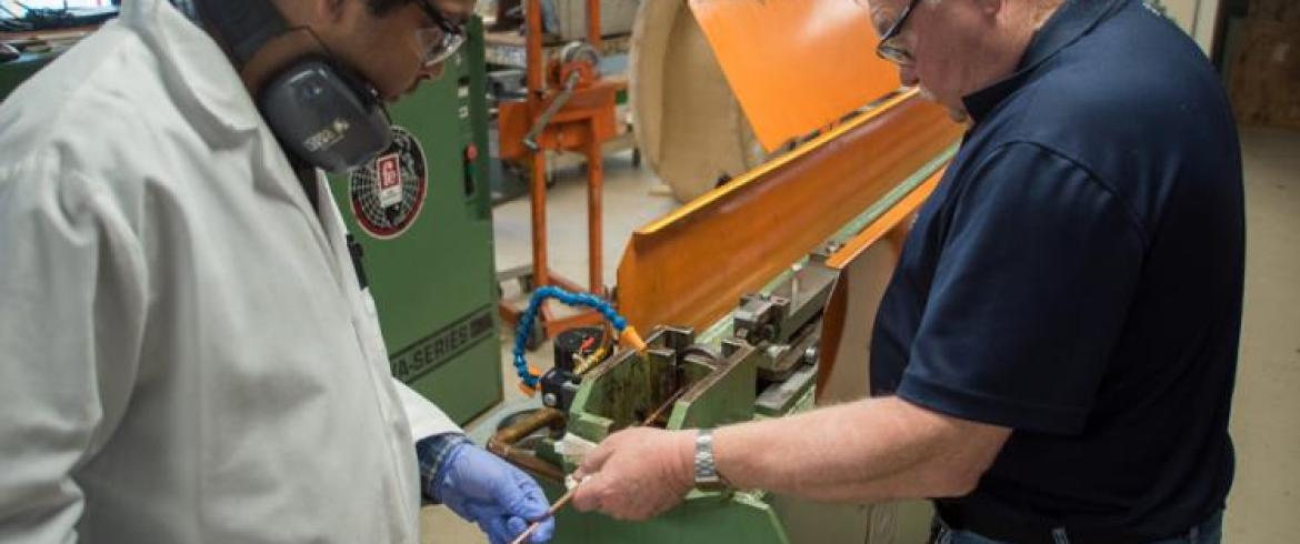 Two scientists in an engineering lab