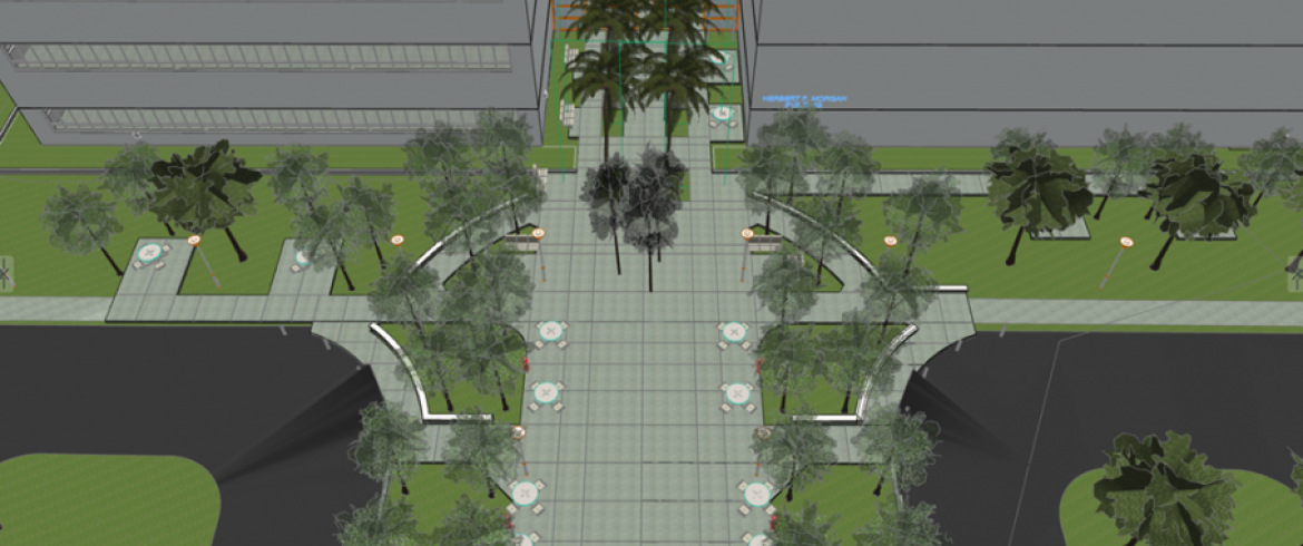 Improvements for main entrance off connector (facing golf course)