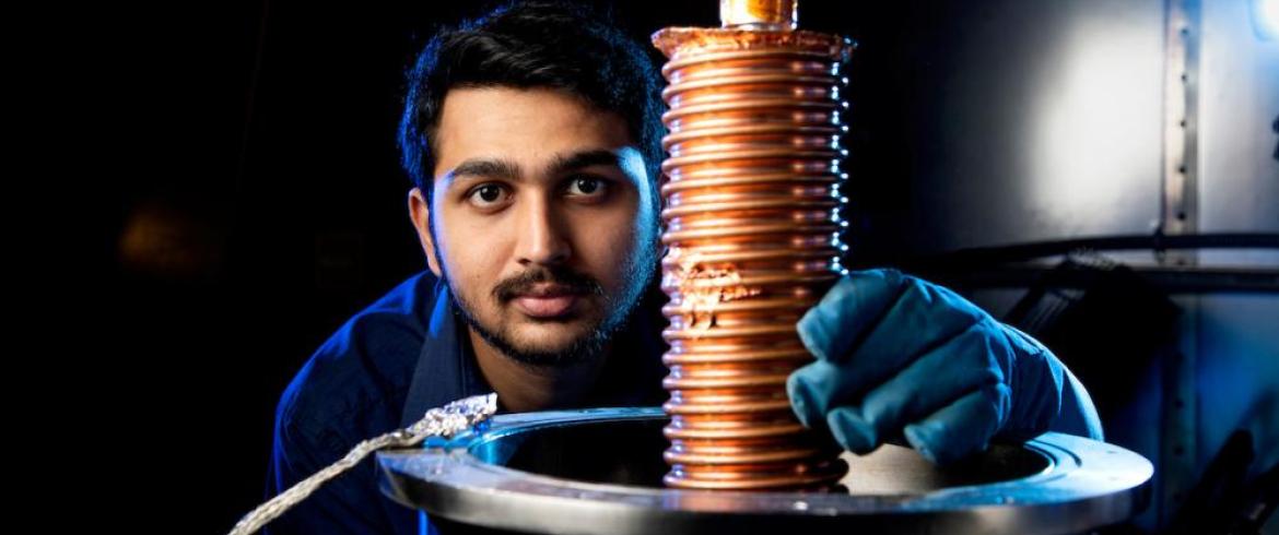 Graduate student in electrical engineering Srikar Telikapalli researches lightweight compact electrical systems at the FAMU-FSU College of Engineering and the FSU Center for Advanced Power Systems (CAPS)