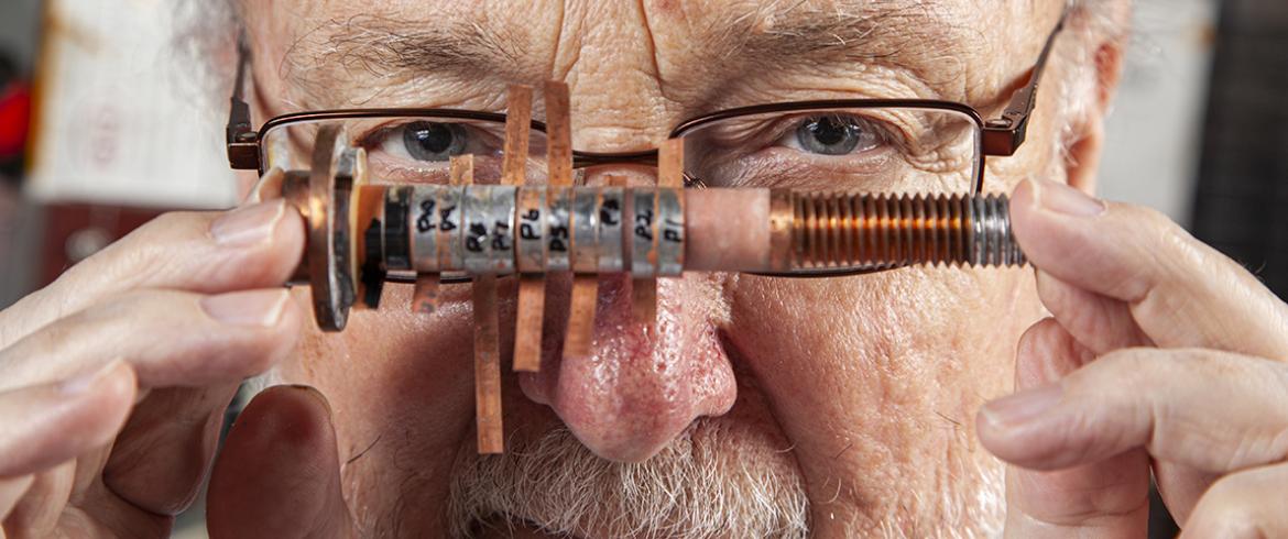 engineering researcher david larbalestier closeup with magnet