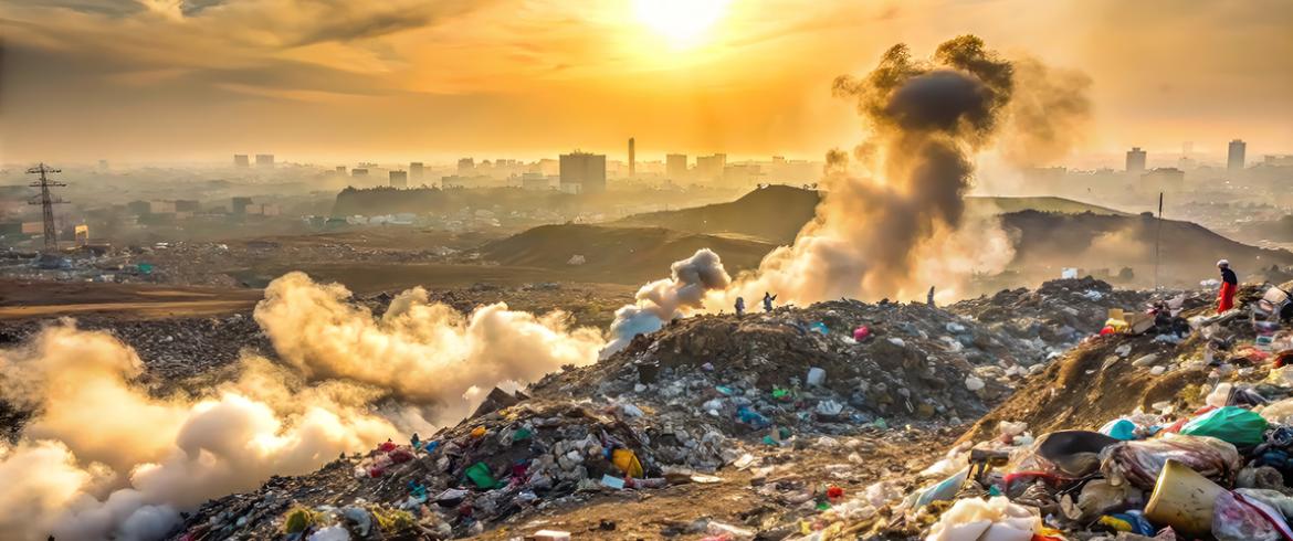 AI-generated image of methane gas coming off landfill