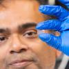 photo of a tiny translucent sensor engineered for nasa by professor subramanian ramakrishnan at the famu-fsu college of engineering
