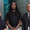 photo of three black engineering students standing in front of famu-fsu college of engineering
