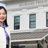 portrait of famu-fsu engineering faculty member vivian guo in front of train station