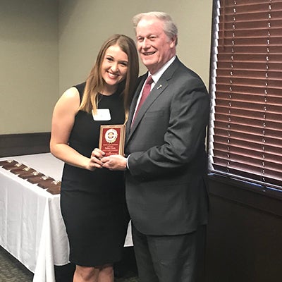 Bailey Davis and FSU president John Thrasher
